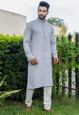 Mens cotton embroidered kurta pajama 2