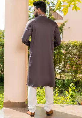 Mens cotton embroidered kurta pajama 4