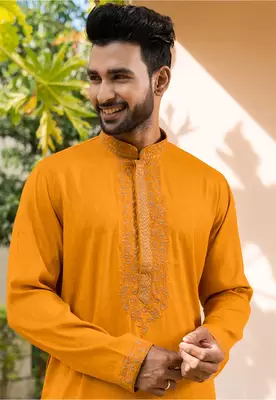 Mens cotton embroidered kurta pajama 3
