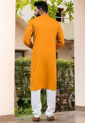 Mens cotton embroidered kurta pajama 4
