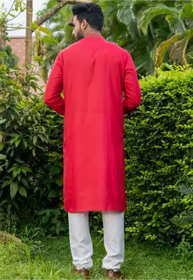 Mens cotton embroidered kurta pajama 4