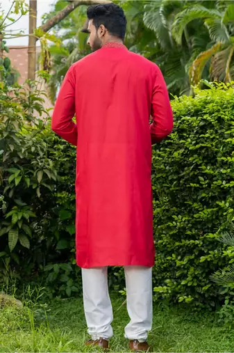 Mens cotton embroidered kurta pajama
