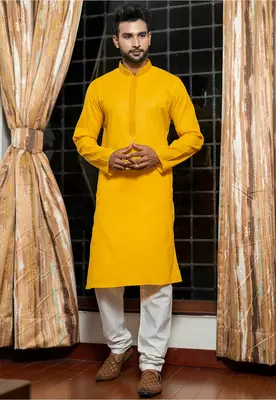 Mens cotton embroidered kurta pajama 1