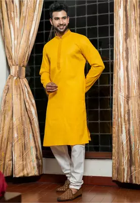 Mens cotton embroidered kurta pajama 2