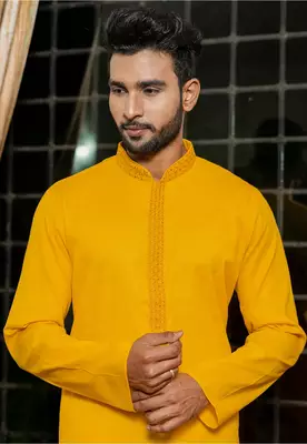 Mens cotton embroidered kurta pajama 3