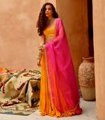 Turmeric Yellow Tier Lehenga Set.