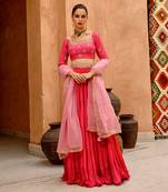 Hot Pink Tier Lehenga Set