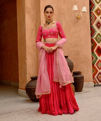 Hot Pink Tier Lehenga Set 2