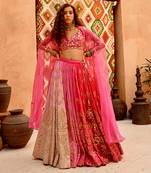 Hot Pink Ombre Lehenga Cape Set