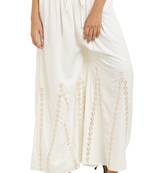 Pavonine off-white color embroidery floral patch work flared sharara