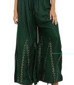 Pavonine bottle green color embroidery floral patch work flared sharara