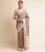 Doi Moi Brown Silk Blend Printed Saree For Women Upadasilk Brown R2642/P773  