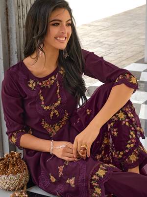  women kurta and trouser duppata set silk blend 3