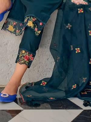  women kurta and trouser duppata set silk blend 4