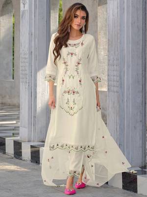  women kurta and trouser duppata set silk blend 1