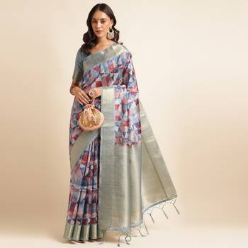Doi Moi Orange Organza Digital Print Saree For Women (Zilmil Peach D298/P740) 3