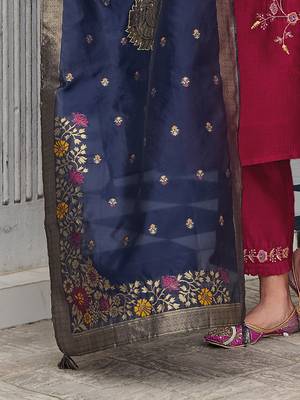  women kurta and trouser duppata set silk blend 2