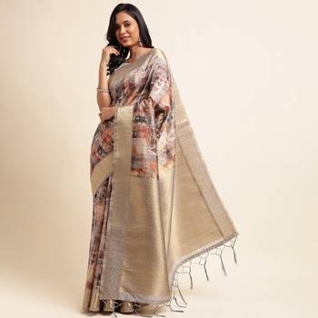 Doi Moi Grey Tussar Silk Digital Print Saree For Women (Tussarsilk Grey R2611/P728) 2