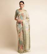 Doi Moi Green Tussar Silk Printed Saree For Women (Tussarsilk Green R2407/P656)