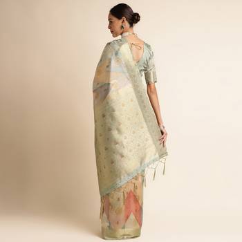 Doi Moi Green Tussar Silk Printed Saree For Women (Tussarsilk Green R2407/P656) 2