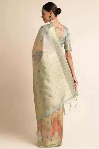 Doi Moi Green Tussar Silk Printed Saree For Women (Tussarsilk Green R2407/P656)
