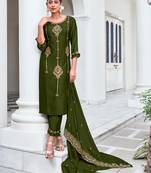  women kurta and trouser duppata set silk blend