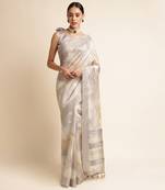 Doi Moi Grey Silk Blend Digital Print Saree For Women Kajalsilk Grey D665/P771  