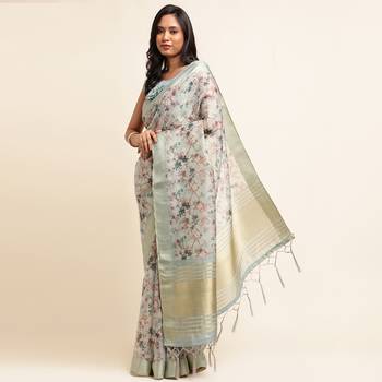Doi Moi Pink Organza Digital Print Saree For Women (Zilmil Pink D298/P661) 2
