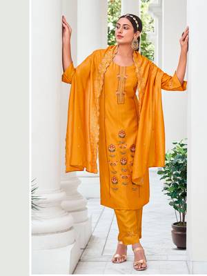  women kurta and trouser duppata set silk blend 1