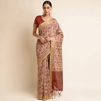 Doi Moi Red Silk Blend Digital Print Saree For Women Khadisilk Red J1804/P753   1