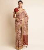 Doi Moi Red Silk Blend Digital Print Saree For Women Khadisilk Red J1804/P753  