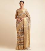Doi Moi Gold Tussar Silk Digital Print Saree For Women (Tussarsilk Golden R2611/P731)