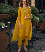 Vredevogel women kurta and trouser duppata set silk blend