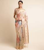 Doi Moi Orange Tussar Silk Printed Saree For Women (Tussarsilk Peach R2407/P656)