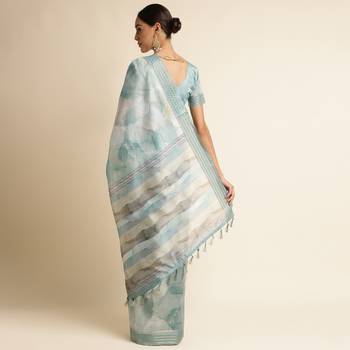 Doi Moi Green Silk Blend Printed Saree For Women Kajalsilk Green D665/P771   2