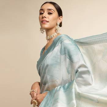 Doi Moi Green Silk Blend Printed Saree For Women Kajalsilk Green D665/P771   4