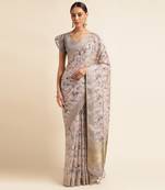 Doi Moi Grey Organza Digital Print Saree For Women (Zilmil Grey D298/P661)