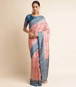 Doi Moi Pink Silk Blend Digital Print Saree For Women Sambhalpurisilk Pink P663  