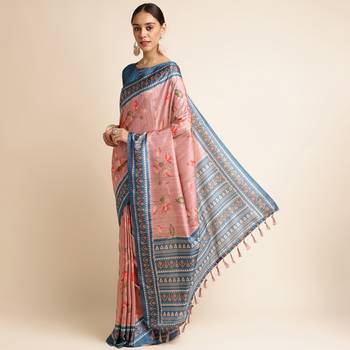 Doi Moi Pink Silk Blend Digital Print Saree For Women Sambhalpurisilk Pink P663   2