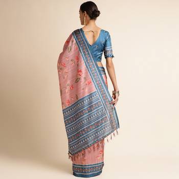 Doi Moi Pink Silk Blend Digital Print Saree For Women Sambhalpurisilk Pink P663   3