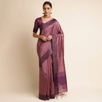 Doi Moi Maroon Tussar Silk Printed Saree For Women (Finetussar Wine D666) 1