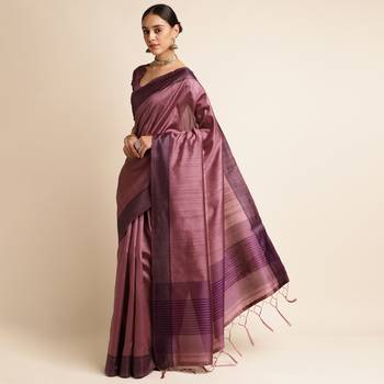 Doi Moi Maroon Tussar Silk Printed Saree For Women (Finetussar Wine D666) 2