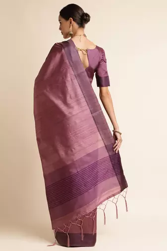 Doi Moi Maroon Tussar Silk Printed Saree For Women (Finetussar Wine D666)