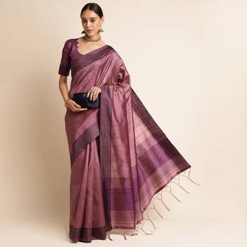 Doi Moi Maroon Tussar Silk Printed Saree For Women (Finetussar Wine D666) 4