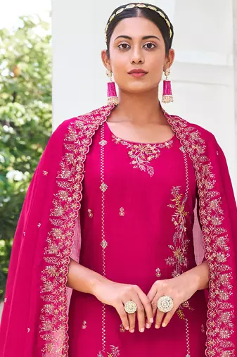  women kurta and trouser duppata set silk blend