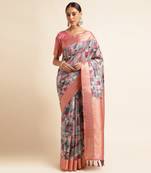Doi Moi Purple Tussar Silk Printed Saree For Women (Tussarsilk Purple R2611/P730)