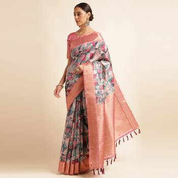 Doi Moi Purple Tussar Silk Printed Saree For Women (Tussarsilk Purple R2611/P730) 2