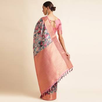 Doi Moi Purple Tussar Silk Printed Saree For Women (Tussarsilk Purple R2611/P730) 3