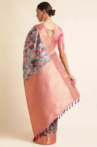 Doi Moi Purple Tussar Silk Printed Saree For Women (Tussarsilk Purple R2611/P730)