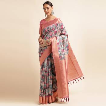 Doi Moi Purple Tussar Silk Printed Saree For Women (Tussarsilk Purple R2611/P730) 4